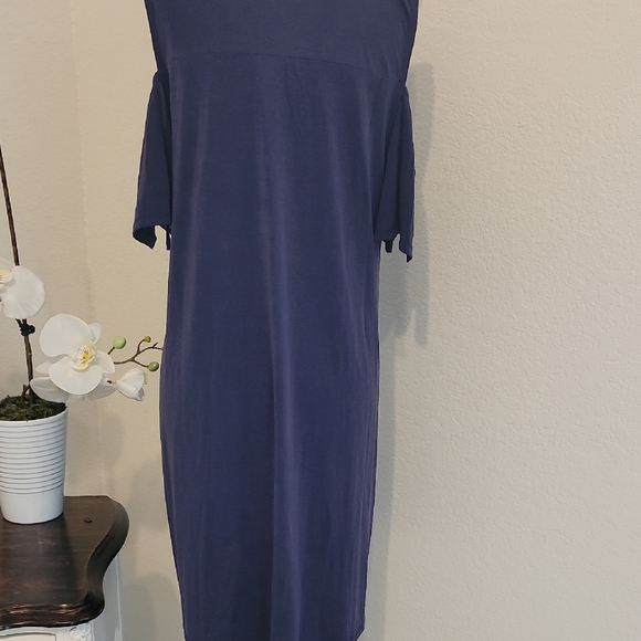 1. State Blue Flutter Sleeve Cold Shoulder Midi Dress - Picture 5 of 5